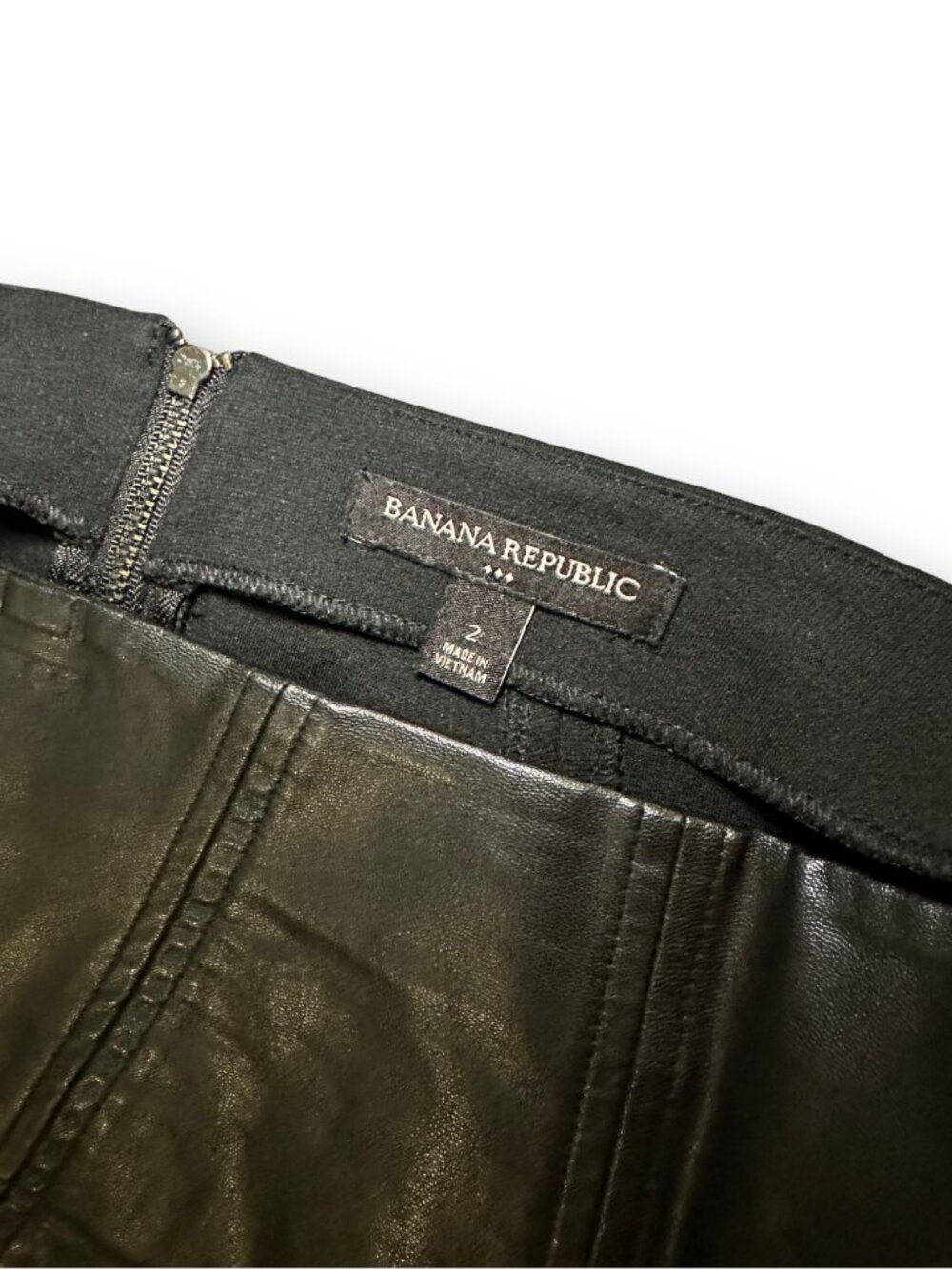 Banana Republic Black Faux Leather Panel Pencil Skirt Size 2 - Picture 4 of 5